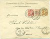 1908 (28.12.) DIESSENHOFEN 25-Rappen Buntfrankatur nach Frankreich (Paris). 12-Rappen Privat-Ganzsac