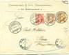 1908 (01.08) DIESSENHOFEN, 25 Rappen Buntfrankatur nach Frankreich (Paris). 12-Rp Privat-Ganzsache