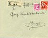 1933 (01.02.) Bünzen, Aargau, 40 Rp. R-Brief nach Brugg. Frankatur ZU-Nr. 187 und ZU-Nr. J63