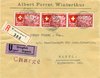 1939 (14.04.) Winterthur 1, Briefversand, 60 Rp. (ZU-Nr. 219 3x) auf Dringlich R-Fernbrief nach Base