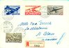 1944 (20.09.) 25. Jahre schw. Luftpost, 150 Rp. Douglas DC3 auf R-Brief + ZU-Nr. F37 - F39
