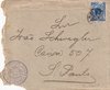 1900 (28.07.) Schweizer Konsulat Santos, Brief nach San Paulo Brasilien. Brief ist beschädigt.