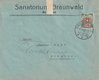 1922 (06.07.) Braunwald, Sanatorium, 20 Rp. Portofreiheitsmarke nach Ennenda, Glarus.